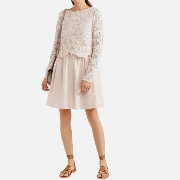 SEE BY CHLOÉ Layered Guipure Lace Cotton Mini Dress - Picture 1 of 7